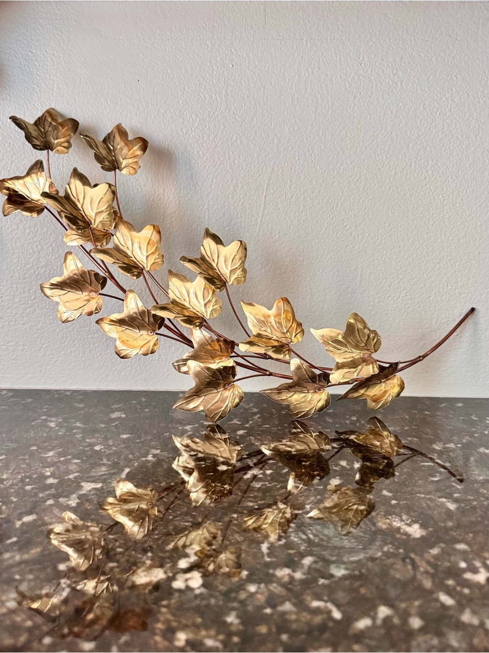 Vintage Homco welded metal Gold Ivy Branch swag. About 17”